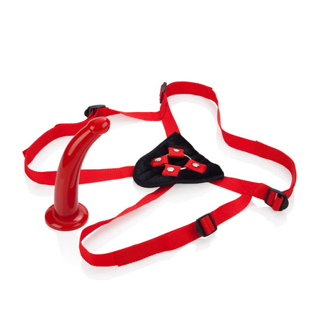 CalExotics Sophia's Red Rider Harness Dildo — Removable G-Curve, Adjustable Straps - SE7658113