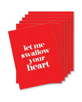 Swallow Your Heart Naughty Greeting Card - Pack Of 6 by Kush Kards