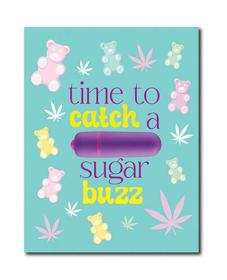 420 Foreplay Sugar Buzz Greeting Card w/Rock Candy Vibrator & Fresh Vibes Towelettes by Kush Kards