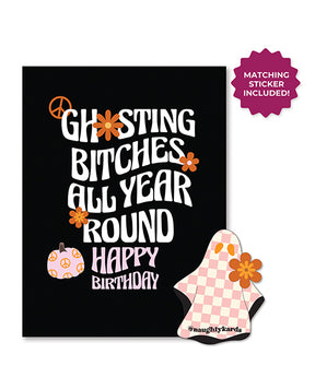 Halloween Ghosting Birthday Greeting Card w/Sticker by Kush Kards