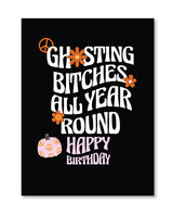 Halloween Ghosting Birthday Greeting Card w/Sticker by Kush Kards