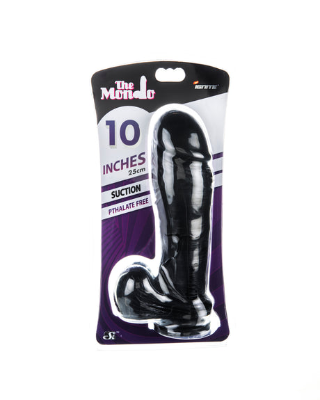 SI Novelties 10" Thick Dildo with Balls & Suction Base — Black - SI-30311