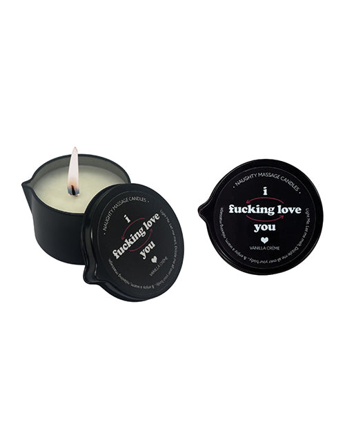 Kama Sutra I Fucking Love You Tin Massage Candle w/Pour Spout - 2 oz Vanilla Creme by Kama Sutra