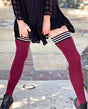 Kixies Heather Opaque Thigh High Cranberry A by Kixies
