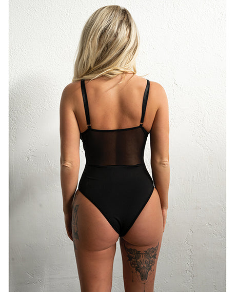 Kixies Signature Striped Bodysuit — Black, Large