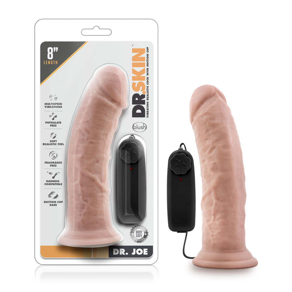 Dr. Skin - Dr. Joe - 8 Inch Vibrating Cock With Suction Cup - Vanilla by Blush