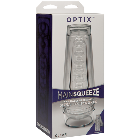 Doc Johnson Main Squeeze Optix Clear Squeeze Stroker, 7.5" - DJ5202-30-BX