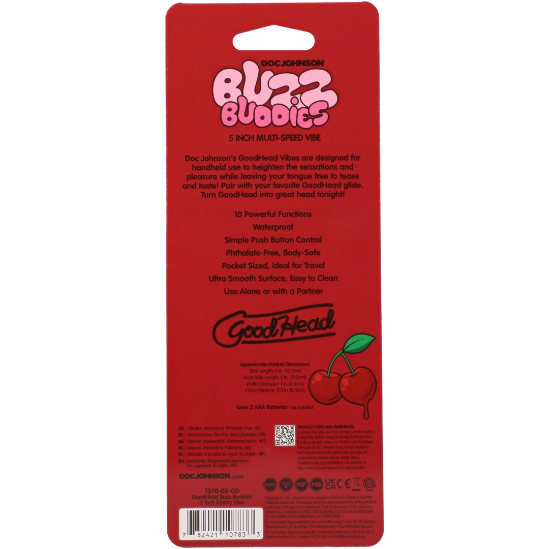 Doc Johnson Goodhead Buzz Buddies 5-Inch Multi-Speed Vibe (Cherries) - DJ1370-02-CD