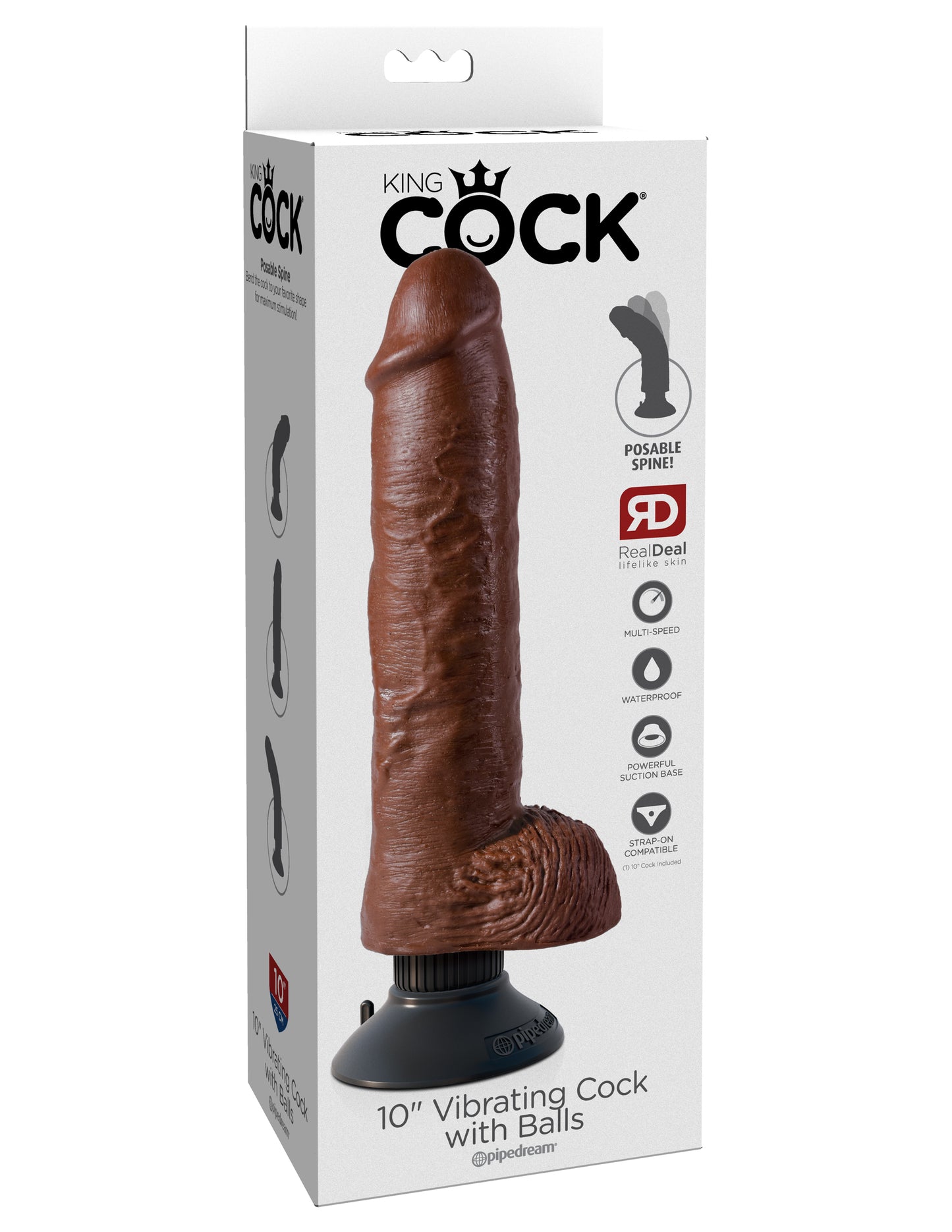 King Cock 10-Inch Vibrating Cock With Balls - Brown by Pipedream
