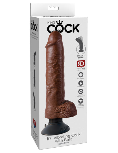 King Cock 10-Inch Vibrating Cock With Balls - Brown by Pipedream