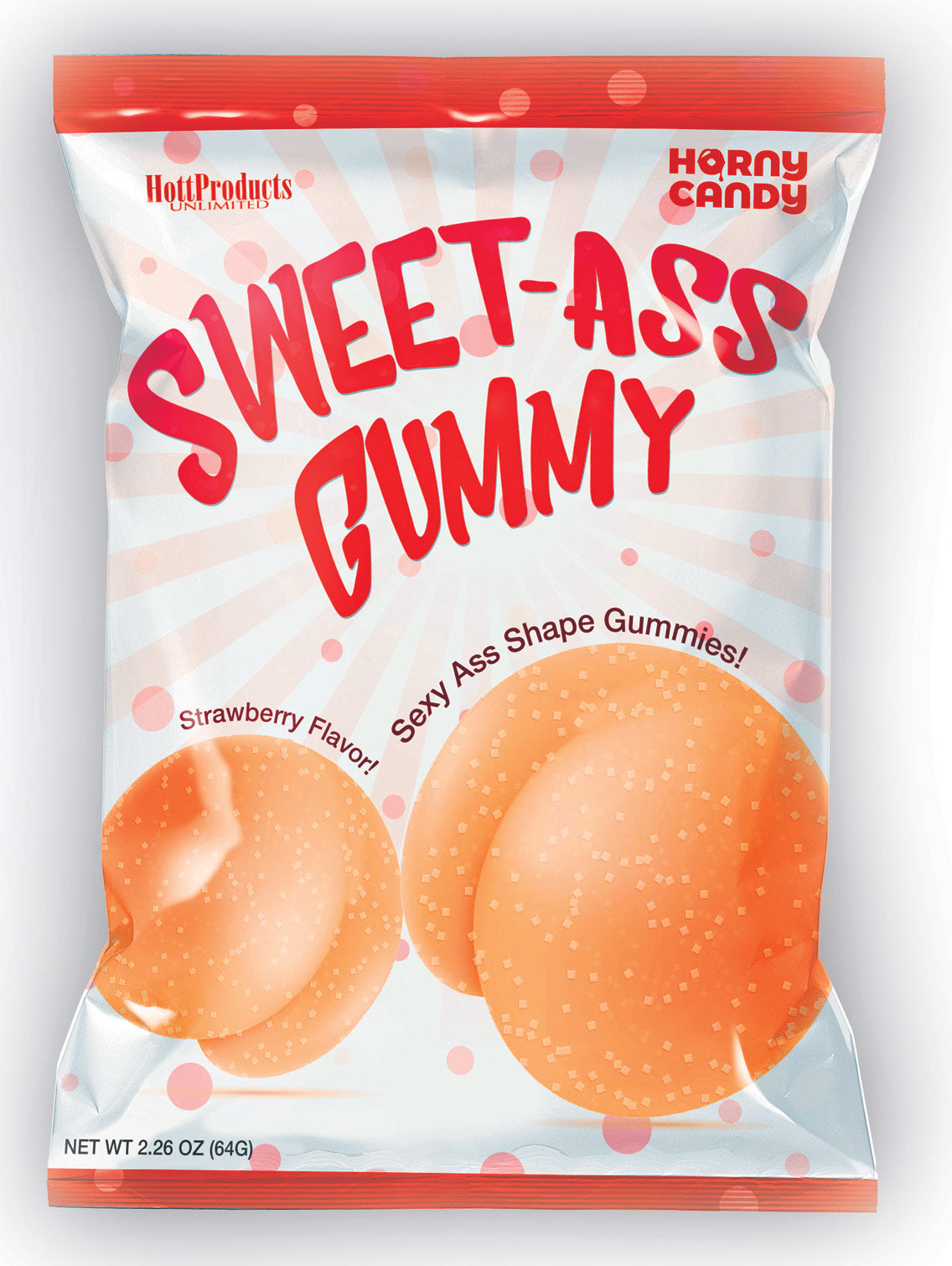 Hott Products Sweet Ass Gummy — Strawberry, 12‑Piece Display - HTP3239-D
