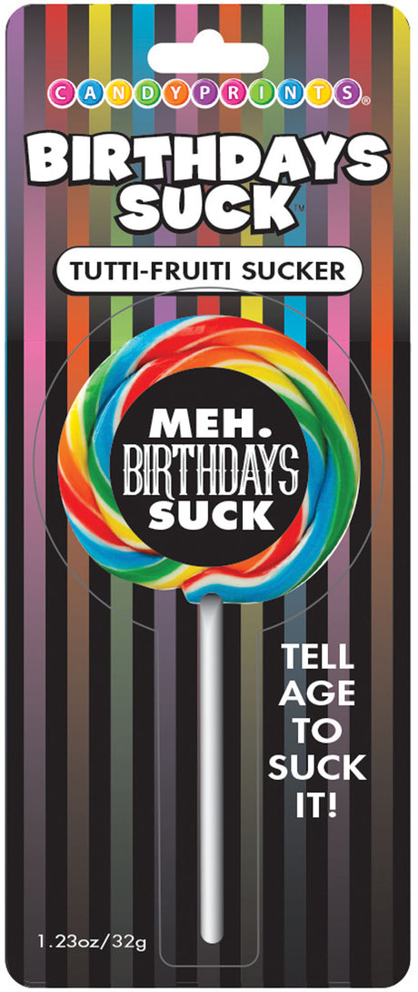 Little Genie Tutti-Fruiti 'Birthdays Suck' Lollipop - CP-997