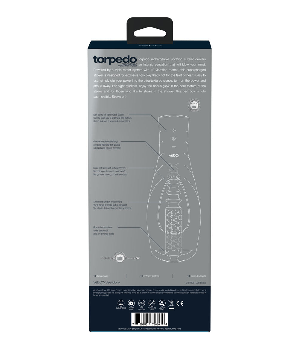 Torpedo Rechargeable Stroker - Just Black by VeDO