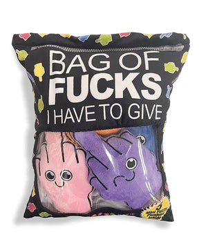 Bag of Fucks I Have To Give Plushy Pillow - Plush Bag of 5 Middle Fingers by Little Genie