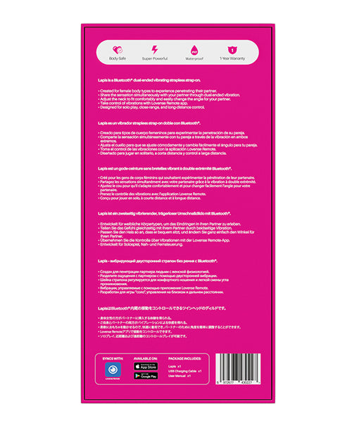 Lovense Lapis Vibrating Strapless Strap On - Pink by Lovense