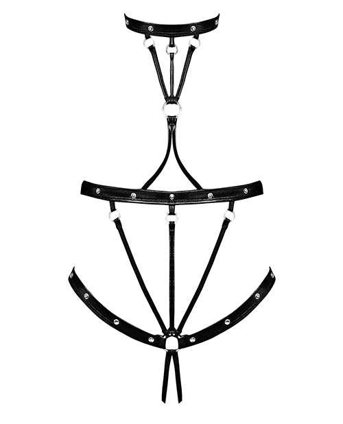 Lust Seducer Strappy Cupless & Crotchless G-String Teddy Black L/XL by Lust by Magic Silk