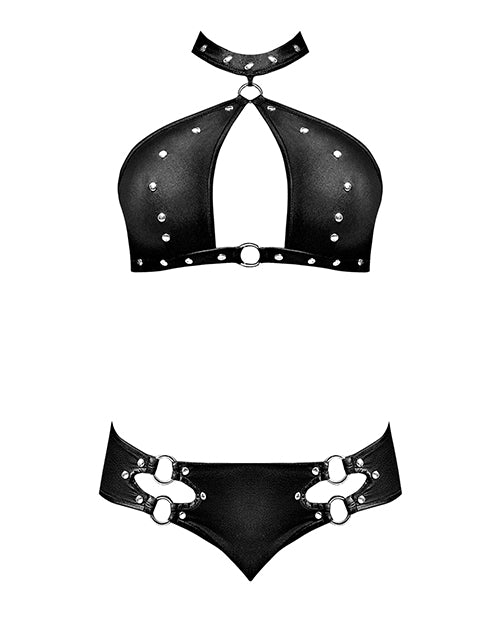 Lust Juno Top w/Velcro Choker Neck & Mini Short Black S/M by Lust by Magic Silk