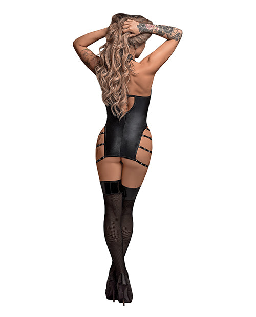 Lust Portia Mini Dress w/Plush Elastic Strapping Black S/M by Lust by Magic Silk