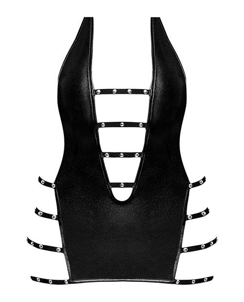Lust Portia Mini Dress w/Plush Elastic Strapping Black S/M by Lust by Magic Silk