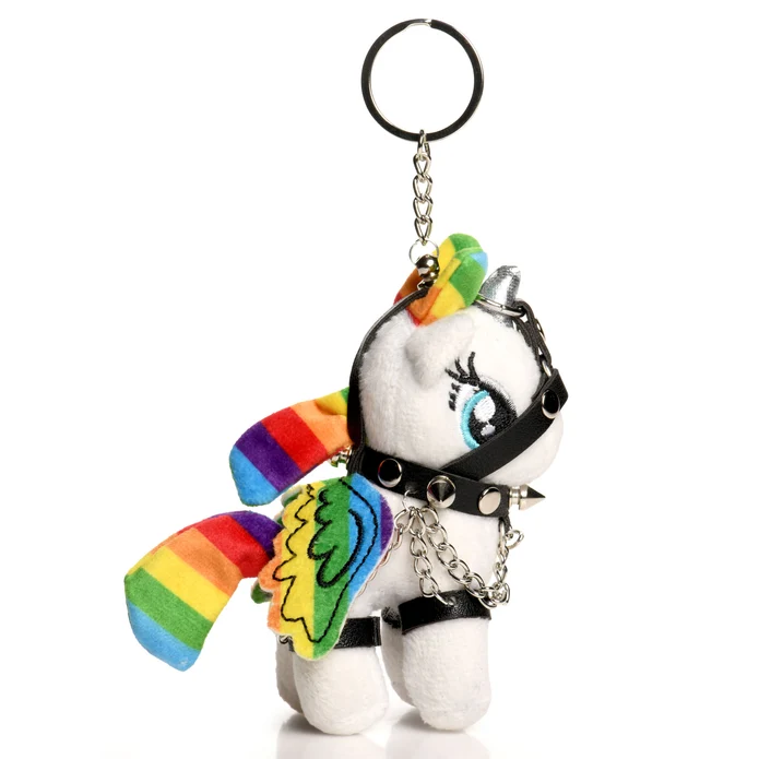 XR Brands Prism Pearl Bondage Pony Keychain — Rainbow Plush - MS-AI028-RBW