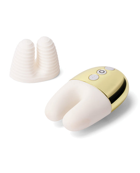 Le Wand Double Vibe Palm-Sized Rechargeable Vibrator — White Gold