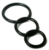 XR Brands Trinity Silicone Cock Ring Set — 3 Sizes, Black - TV-SP130-BLK