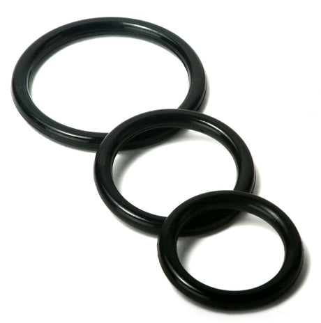 XR Brands Trinity Silicone Cock Ring Set — 3 Sizes, Black - TV-SP130-BLK