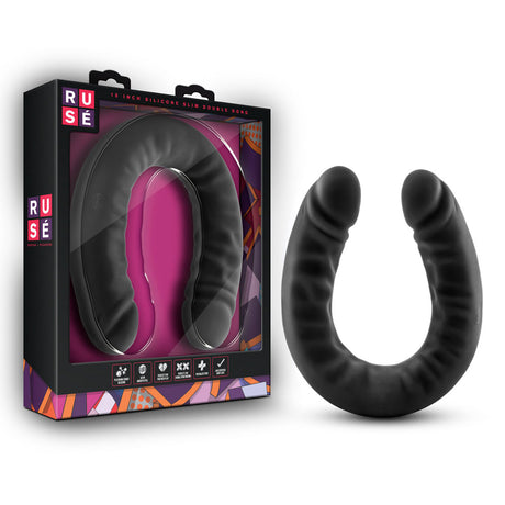 Blush Ruse Double-Headed Silicone Dildo — 18 Inch, Black - BL-32395