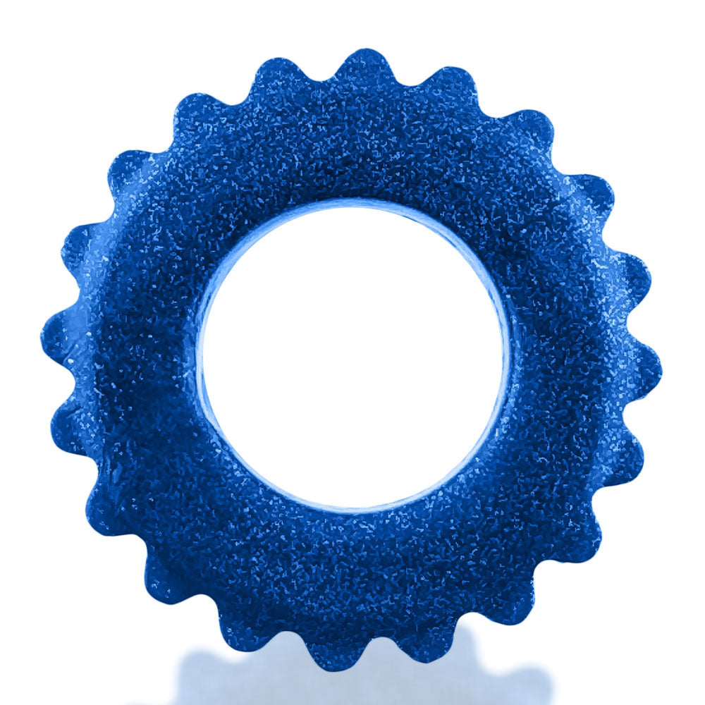 Oxballs Plushy Single Ring Cock Ring — Blue Fire - OX-3207-BLF