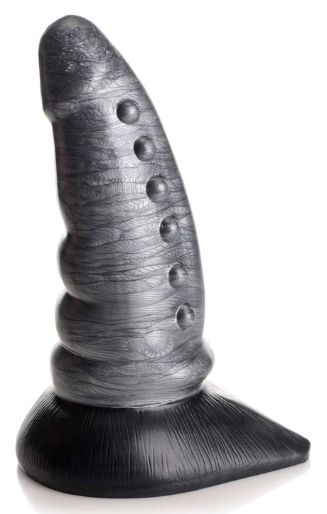 XR Brands Beastly Tapered Bumpy Silicone Dildo, Silver — 8.25 in - CC-AG878-SLV