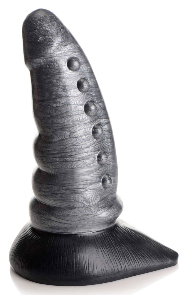 XR Brands Beastly Tapered Bumpy Silicone Dildo, Silver — 8.25 in - CC-AG878-SLV