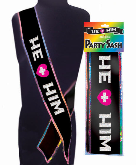 Little Genie He Plus Him Glitter Sash — 6 ft Adjustable - LG-NVC104
