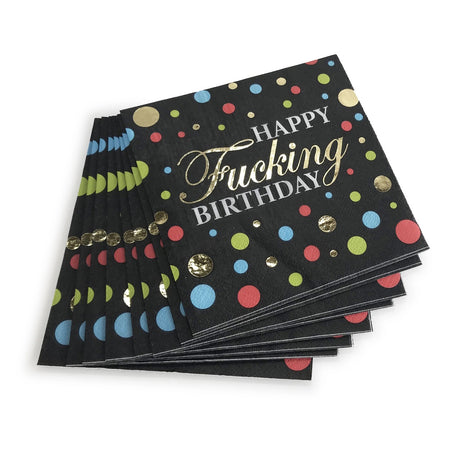 Little Genie Happy Fucking Birthday Cocktail Napkins, 8 Pack - LG-CP1051