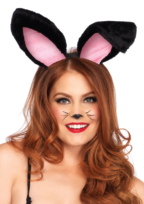 Leg Avenue Plush Bunny Ears Headband - Black - LA-A2811BLK