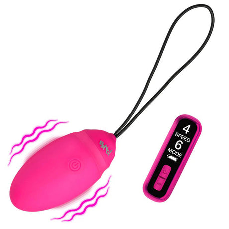 XR Brands Vibrating Silicone Egg with Digital Remote, Pink - BNG-AH746