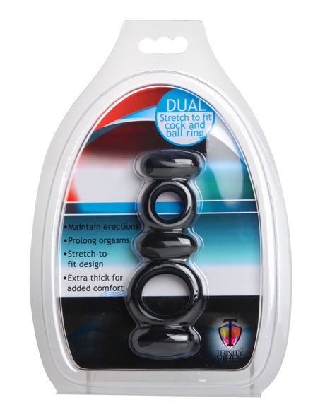 XR Brands Dual Stretch-To-Fit Cock and Ball Ring - TV-AE180