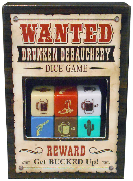 Kheper Games Wanted Debauchery Dice — 6-Piece Drinking Dice Game - KG-BGD123