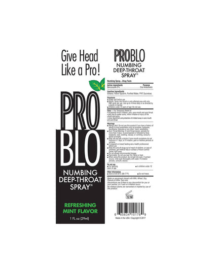Problo Numbing Deep Throat Spray - Refreshing Mint - 1 Fl. Oz. by Little Genie