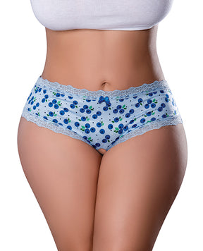 Sweet Treats Crotchless Boy Short w/Wicked Sensual Care Blueberry Lube - Blue QN by Exposed