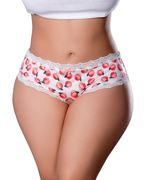 Sweet Treats Crotchless Boy Short w/Wicked Sensual Care Peach Lube - White QN by Exposed