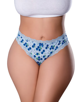 Sweet Treats Crotchless Thong w/Wicked Sensual Care Blueberry Lube - Blue QN by Exposed
