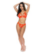 Strap-Tease Bra & Crotchless Panty Neon Orange S/M by Exposed