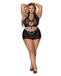 Modern Romance Tie Front Halter & Tap Pant Black 2X by Exposed
