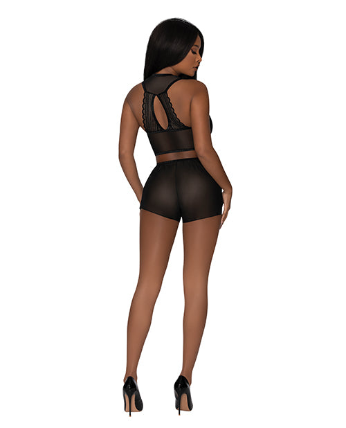 Modern Romance Tie Front Halter & Tap Pant Black S/M by Exposed