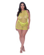 Love Star Halter Swing Chemise & Thong Chartreuse QN by Exposed