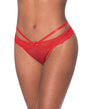 Ooh La Lace Peek-a-Boo Cheeky Panty Red L/XL by Exposed