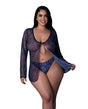 Hazy Dayz Butterfly Blacklight Reflective Tie Front Top & Thong 2 pc Set - Black Multi QN by Exposed