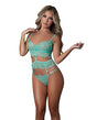 Caribbean Crush Demi Long Line Bra w/Thong & Removable Waist Flounce - Aqua L/XL by Exposed