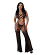 Black Cherry Plunge Top w/Removable Chaps & Cheeky Panty Set - Black S/M by Exposed