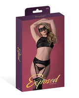 Sinful Hater Bra, Panty, & Garter 3 pc Set - Black S/M by Exposed